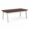 Lesro Newport Coffee Table Metal Frame 20x40in High Pressure Laminate Top, Silver, Cocoa Walnut top NP0840